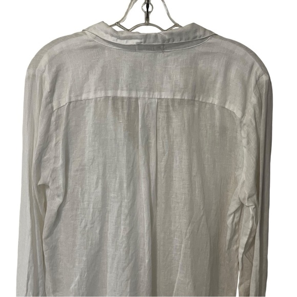 CP SHADES Linen Popover V Neck Long Sleeve Tunic Top Blouse White Boho Coastal - Picture 6 of 15